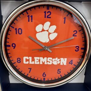 NCAA ACC Clemson Tigers‎ Chrome Wincraft Batter Operated Wall Clock